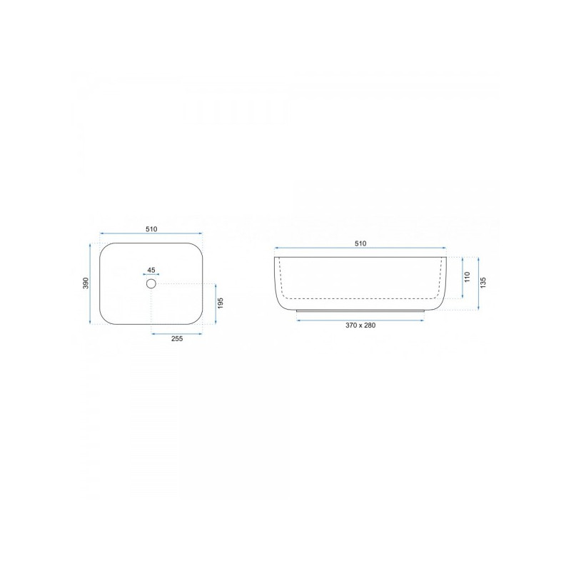 Умывальник Rea Demi Slim - раззмер