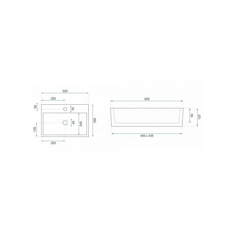 Умывальник Rea Valeria N - размер