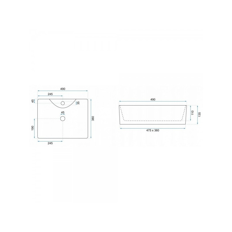 Умывальник Rea Kelly Marmo - размер