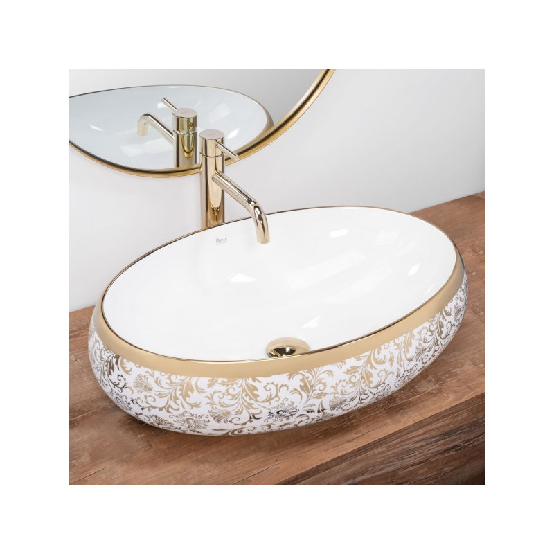 Умывальник Rea Meryl White Gold - общий вид