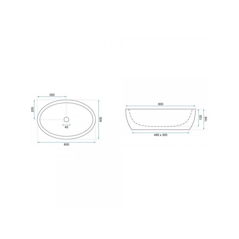 Умывальник Rea Meryl White Gold - размер