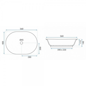 Умывальник Rea Roma - размер