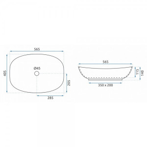 Умывальник Rea Tango - размер