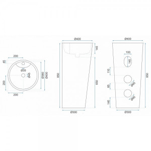 Умывальник Rea Blanka - размер