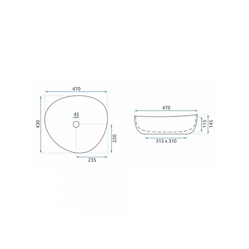 Умывальник Rea Andrea - размер