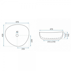 Умывальник Rea Andrea - размер