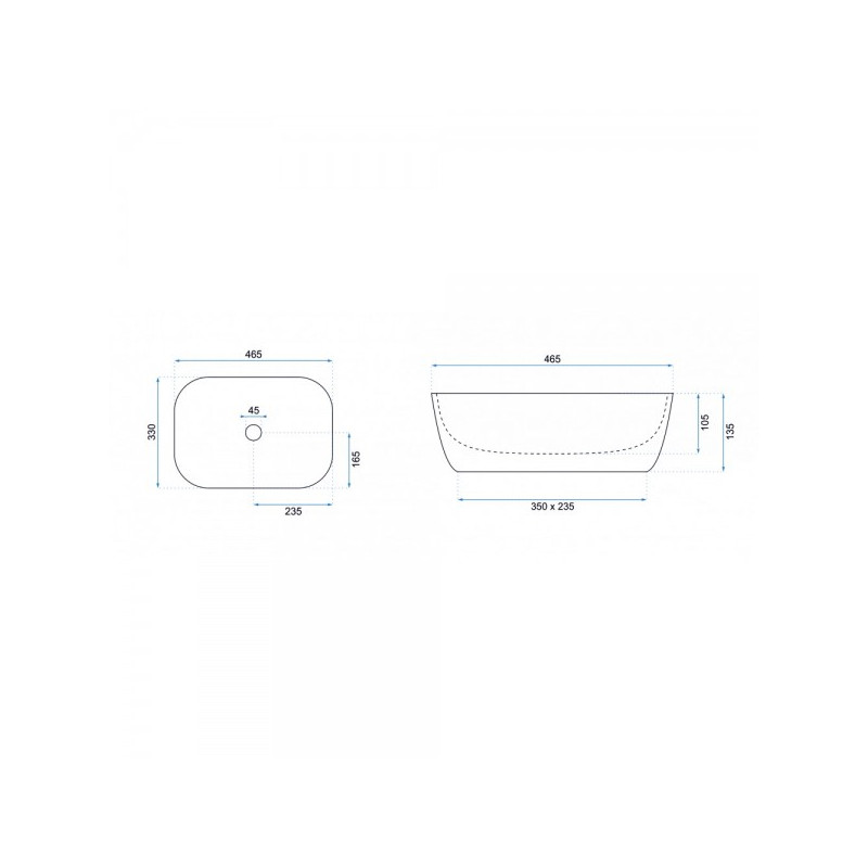 Умывальник Rea Belinda Slim - размер