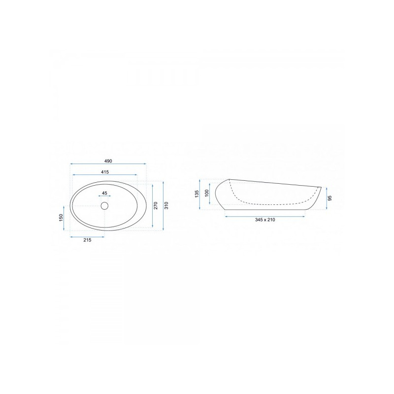 Умывальник Rea Roxy A Stone - размер