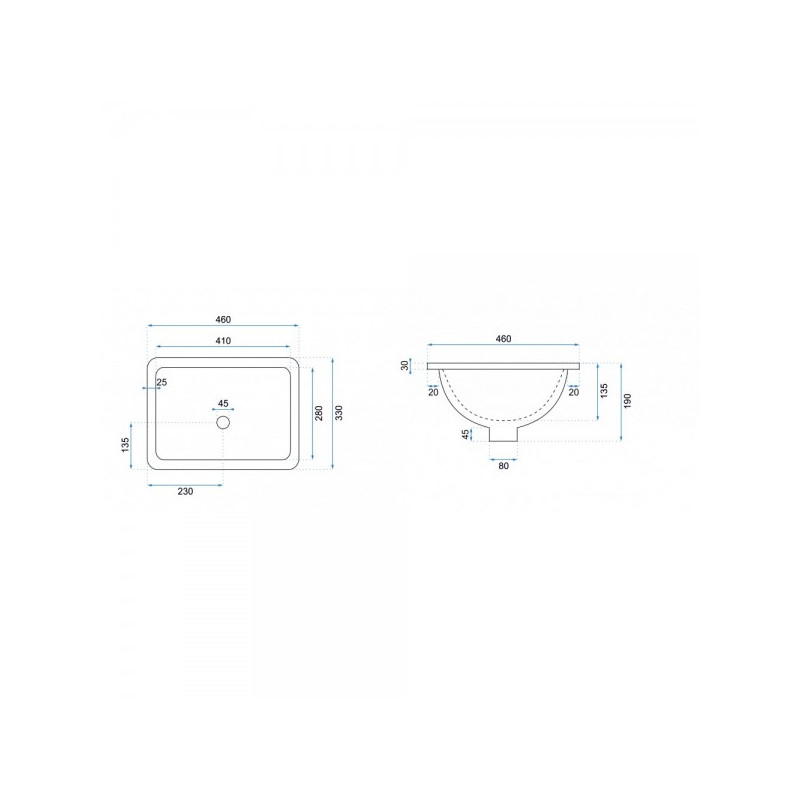 Умывальник Rea Adela - размер