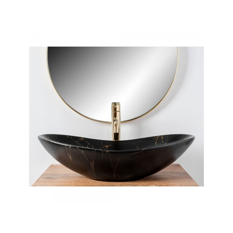 Умывальник Rea Royal Black Marble Matt - вид спереди