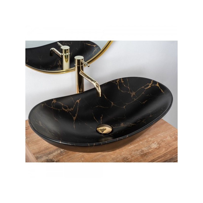 Умывальник Rea Royal Black Marble Matt - общий вид