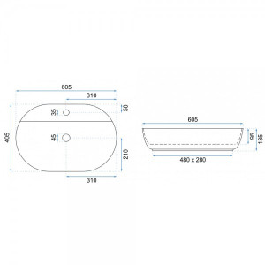 Умывальник Rea Aura - размер