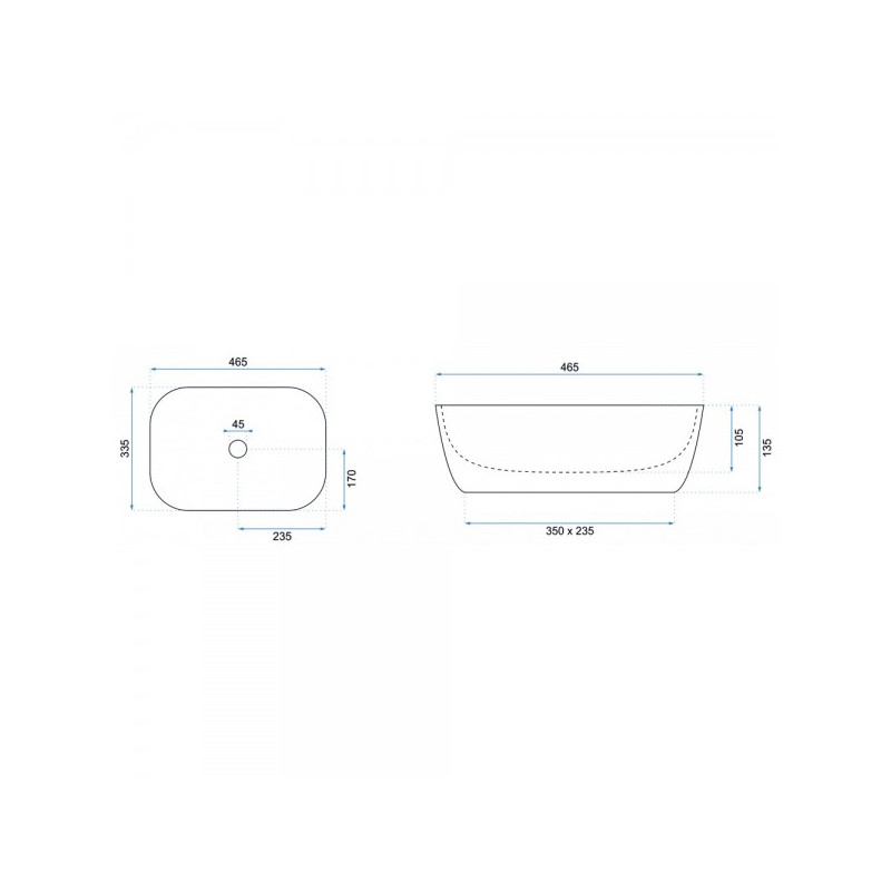 Умывальник Rea Belinda Black Matt - размер