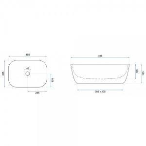 Умывальник Rea Belinda Black Matt - размер