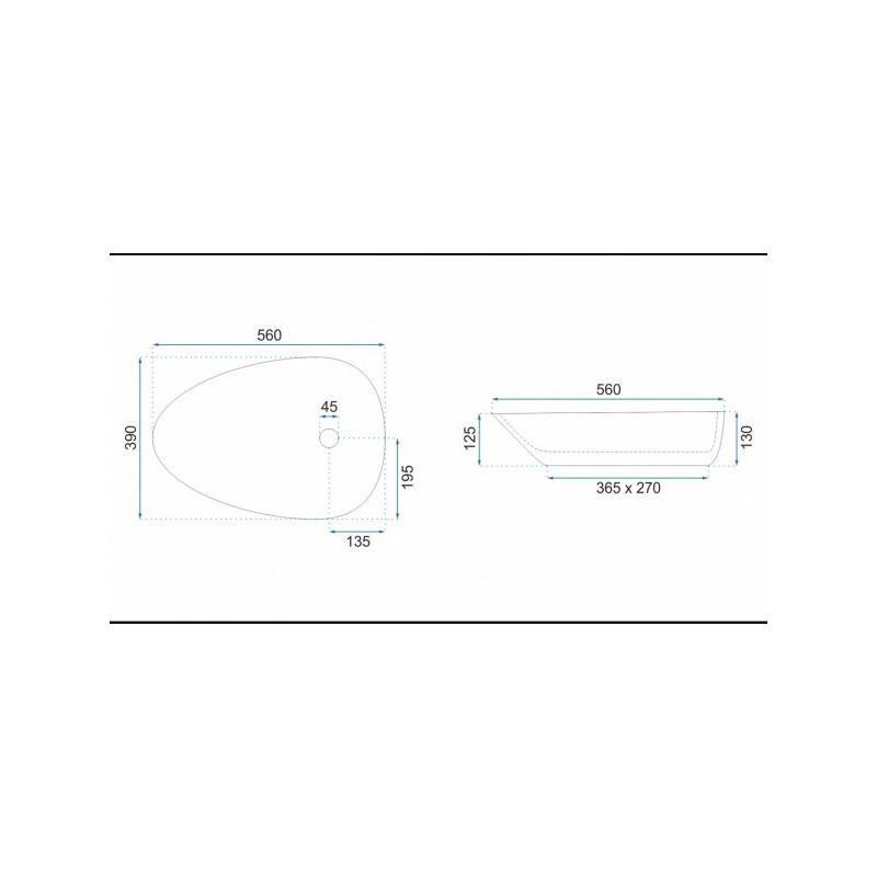 Умывальник Rea Greta 55 - размер