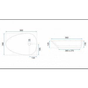 Умывальник Rea Greta 55 - размер
