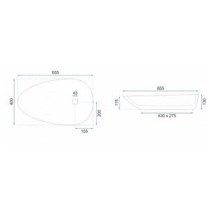 Умывальник Rea Greta 65 - размер