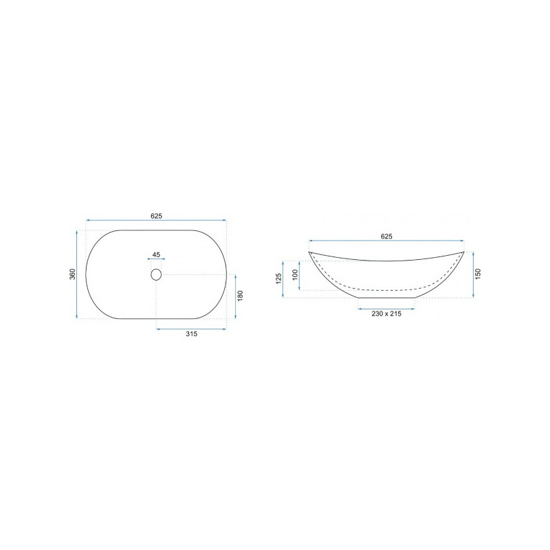 Умывальник Rea Royal Gold Edge - размер