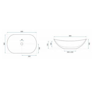 Умывальник Rea Royal Lava - размер
