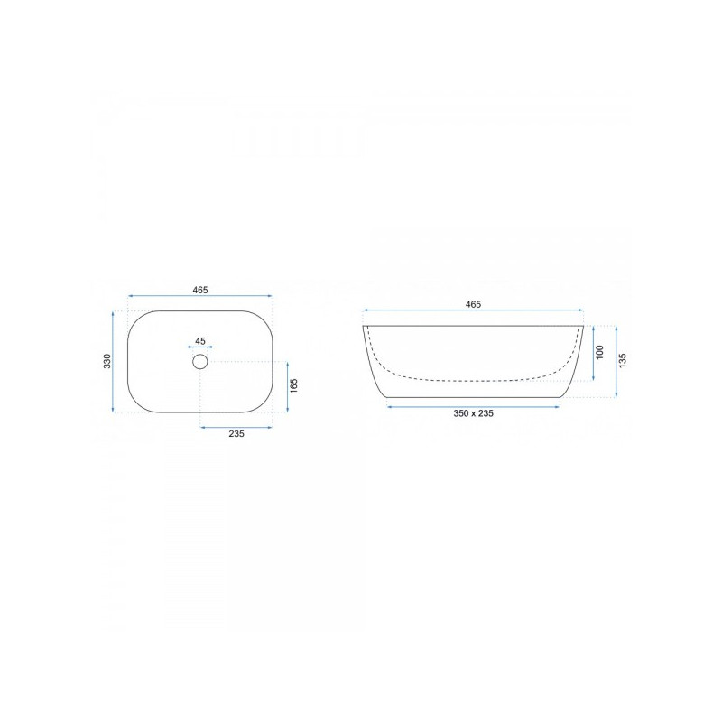 Умывальник Rea Marbel - размер