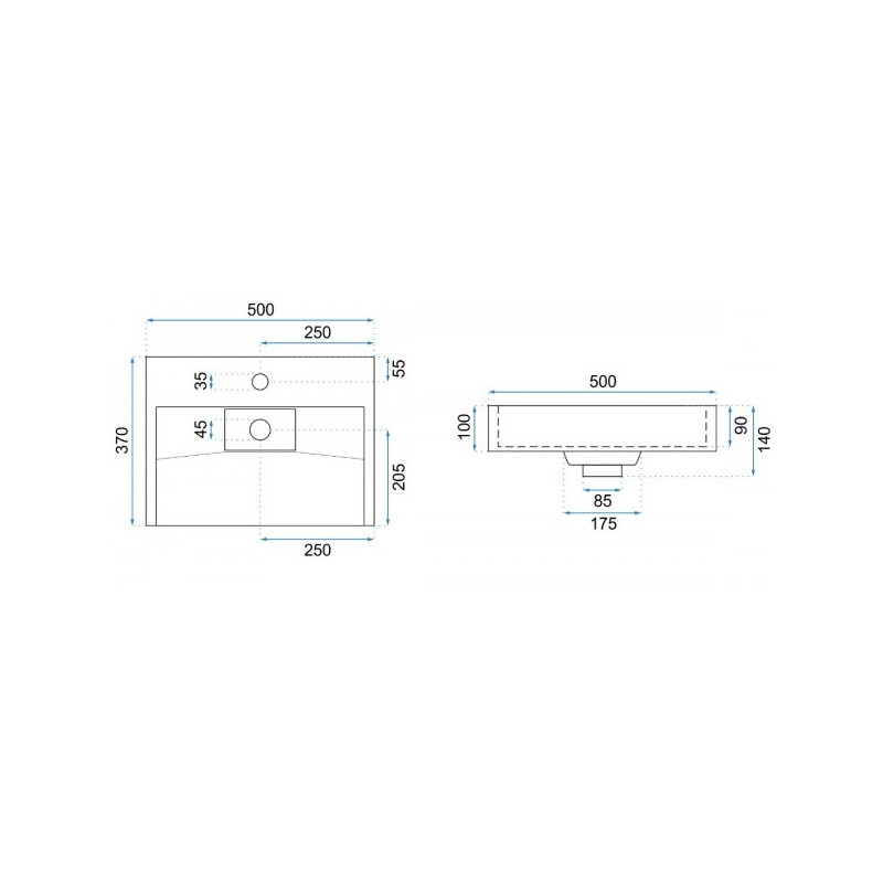 Умывальник Rea Goya 50 - размер