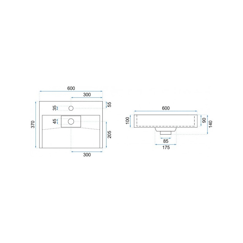 Умывальник Rea Goya 60 - размер