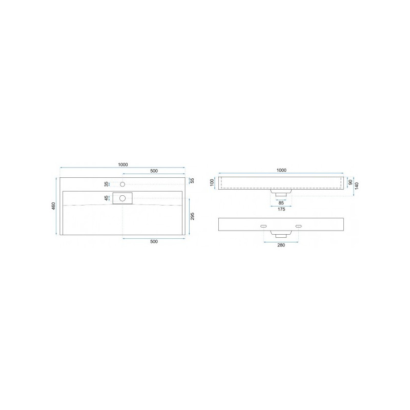 Умывальник Rea Goya 100 - размер