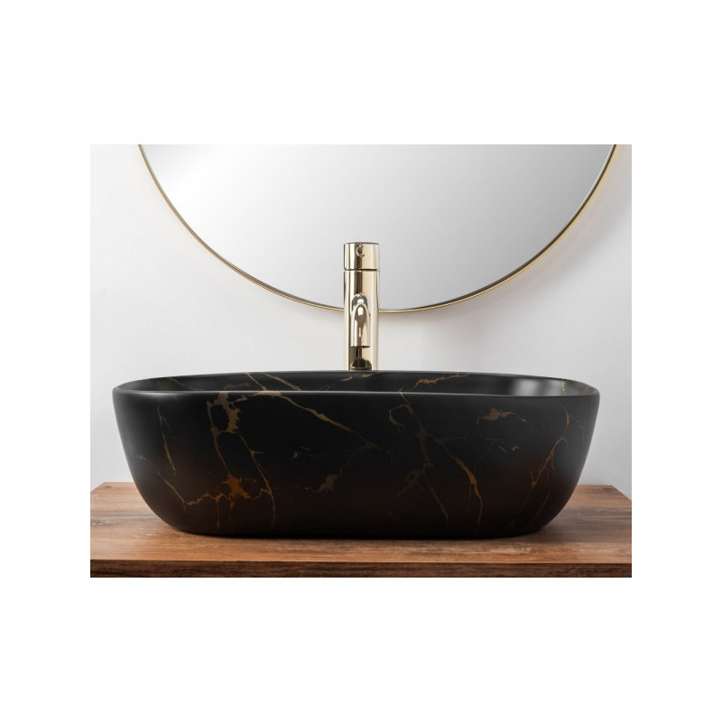 Умывальник Rea Belinda Black Marble Matt - вид спереди