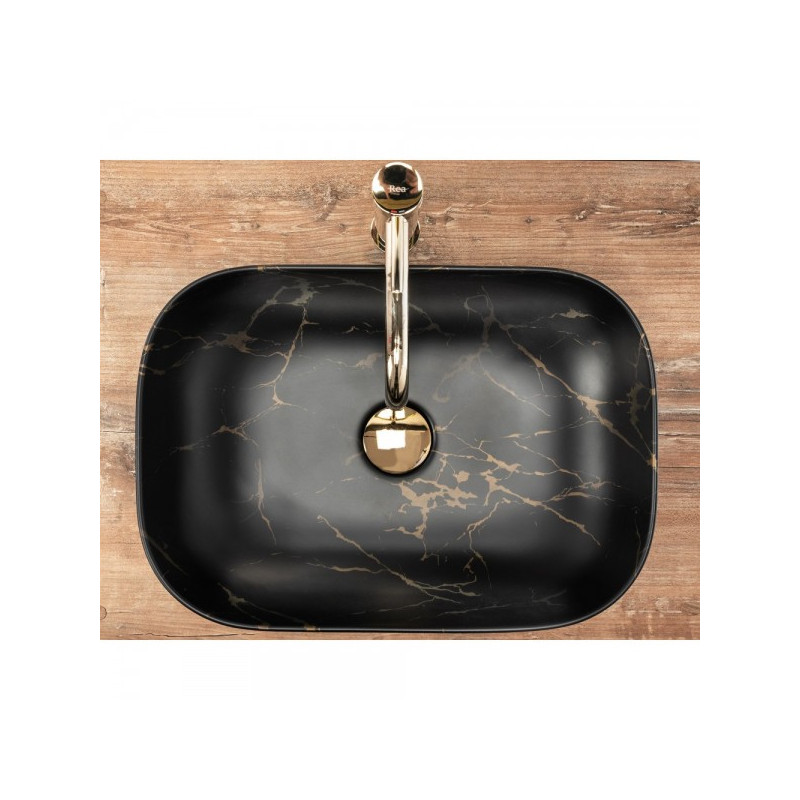 Умывальник Rea Belinda Black Marble Matt - вид сверху