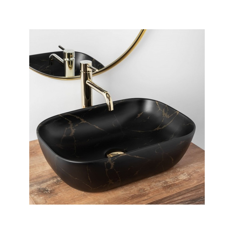 Умывальник Rea Belinda Black Marble Matt - общий вид