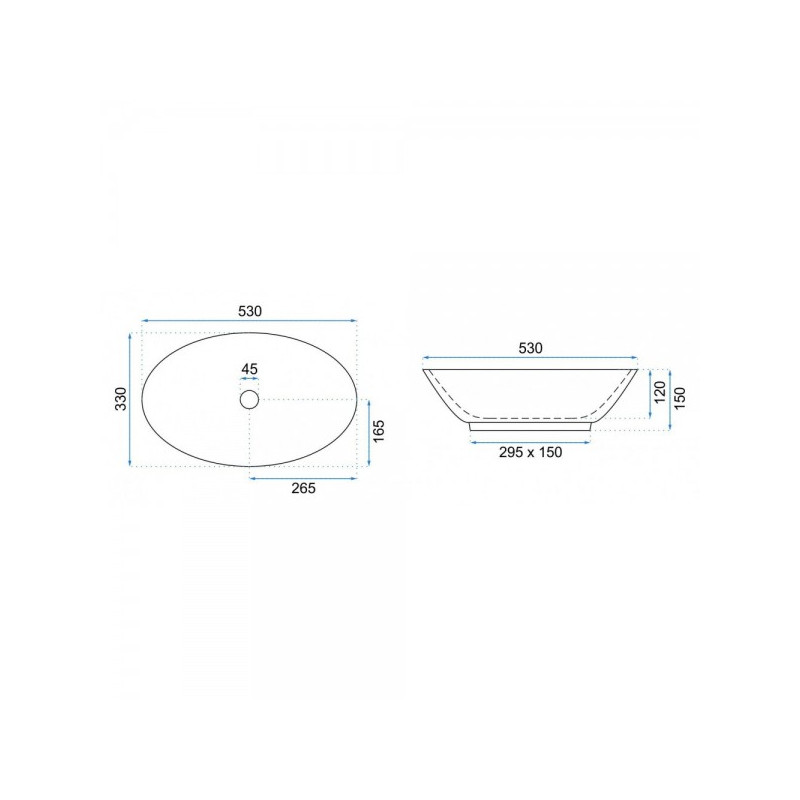 Умывальник Rea Pamela Shiny Aiax Marmur - размер