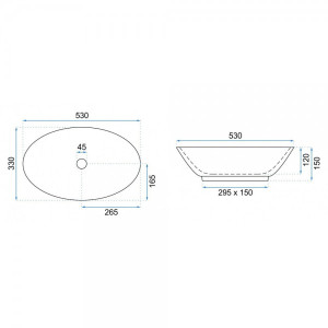 Умывальник Rea Pamela Shiny Aiax Marmur - размер