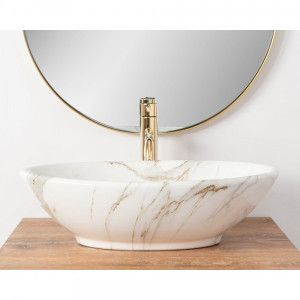 Умывальник Rea Pamela Shiny Aiax Marmur - вид спереди