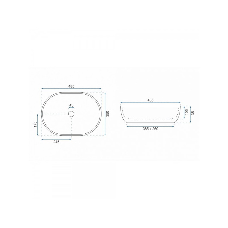 Умывальник Rea Lara Beige - размер