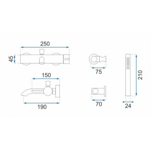 Смеситель Rea Lungo Rea-B6634 черный схема