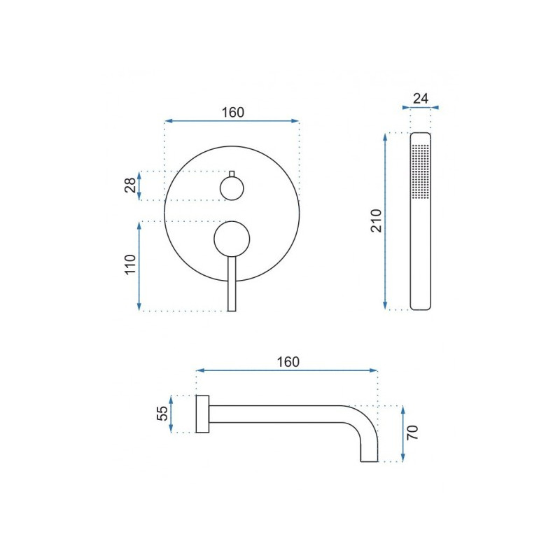 Смеситель Rea Lungo Rea-P4563 золотой схема