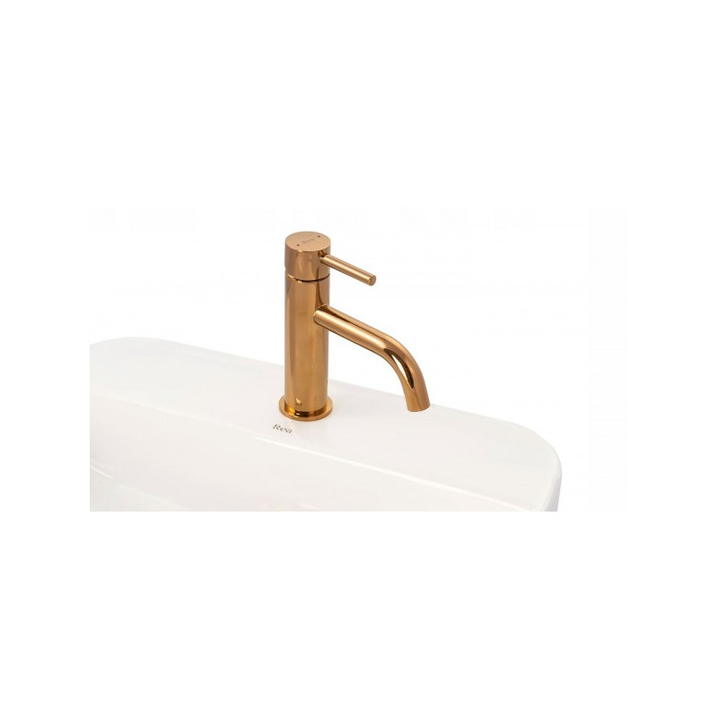 Смеситель Rea Lungo Rea-B4500 розовое золото сбоку