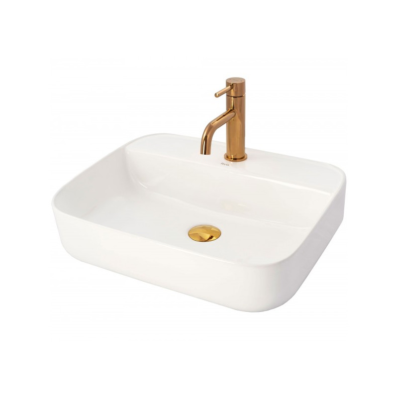 Смеситель Rea Lungo Rea-B4500 розовое золото на умывальнике