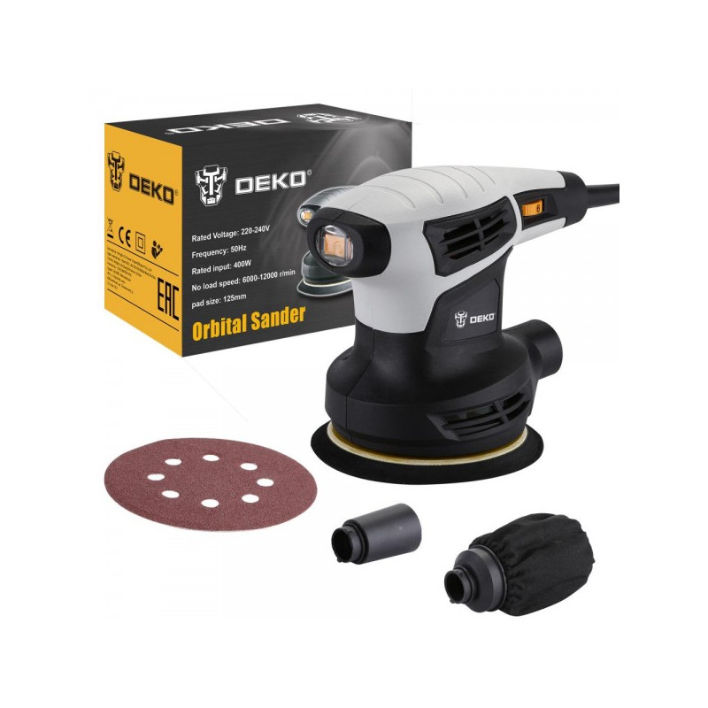 Эксцентриковая шлифмашина DEKO DKG400-125 063-2203 комплект