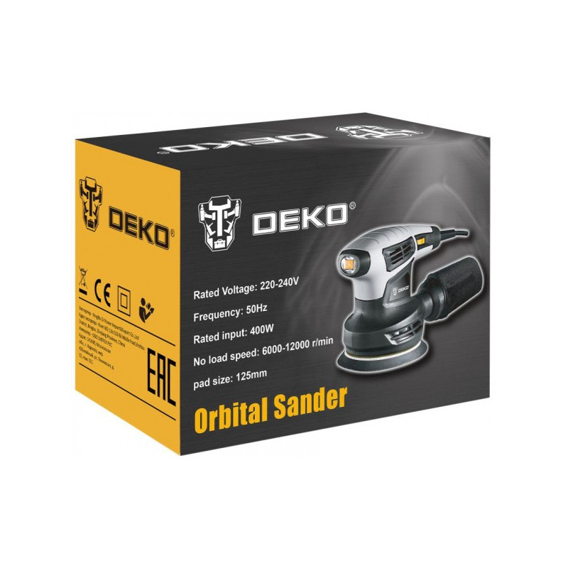 Эксцентриковая шлифмашина DEKO DKG400-125 063-2203 коробка