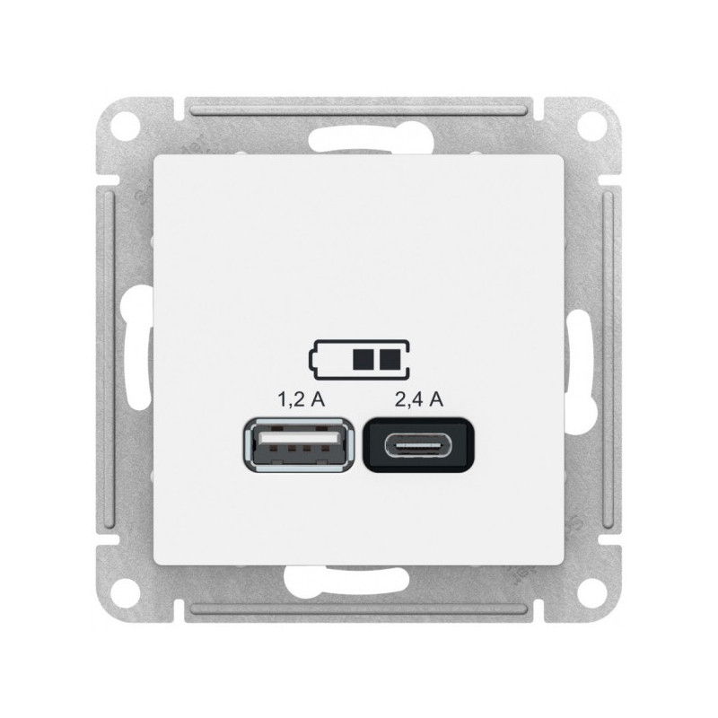 Розетка Schneider Electric Atlas Design ATN000139 белый спереди