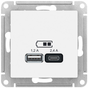 Розетка Schneider Electric Atlas Design ATN000139 белый спереди