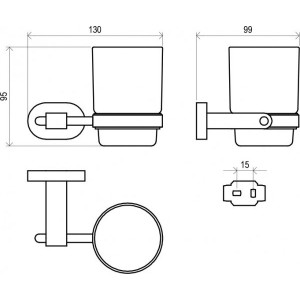 Стакан для зубной щетки и пасты Ravak Chrome схема