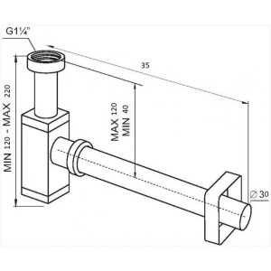 Сифон CeramaLux С045 размеры