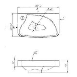 Умывальник Andrea Bio 400 размеры