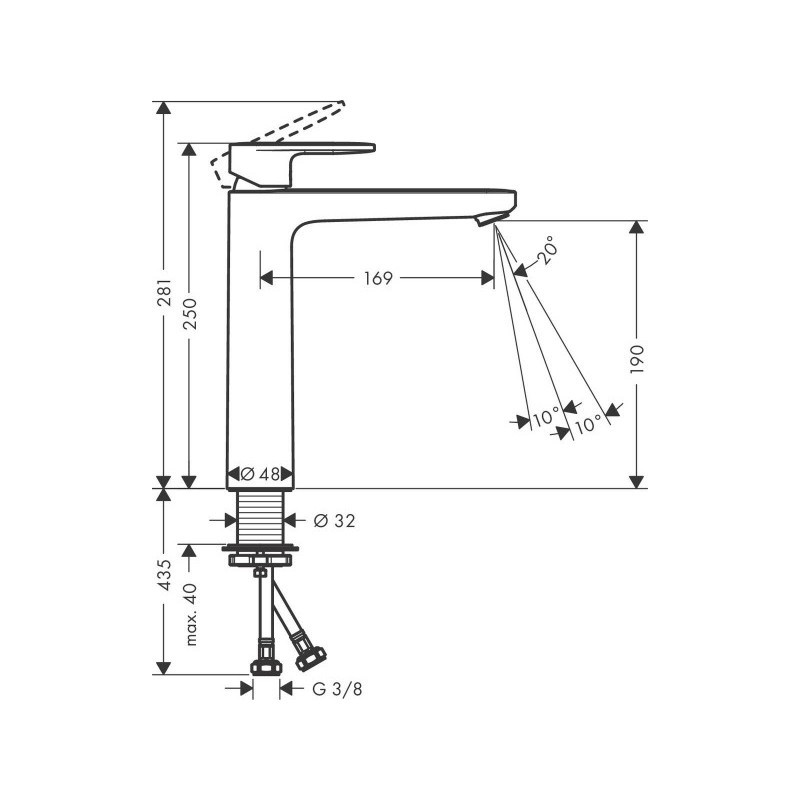 Смеситель Hansgrohe Vernis Blend 190 71582000 хром размер