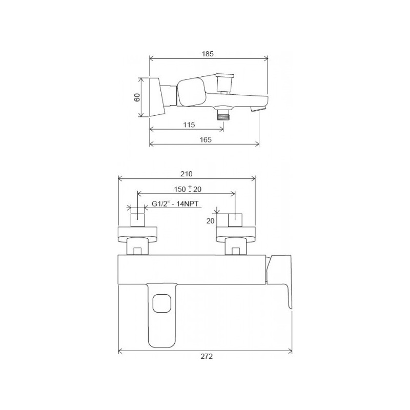 Смеситель Ravak TD F 022.20/150 X070152 матовый черный размер