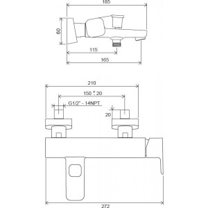 Смеситель Ravak TD F 022.20/150 X070152 матовый черный размер