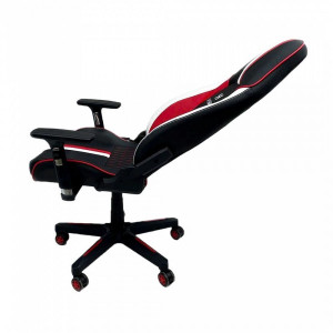 Кресло геймерское AksHome Bolid черный/белый/красный в разложенном виде
