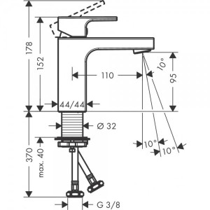 Смеситель Hansgrohe Vernis Shape 100 71569000 хром схема